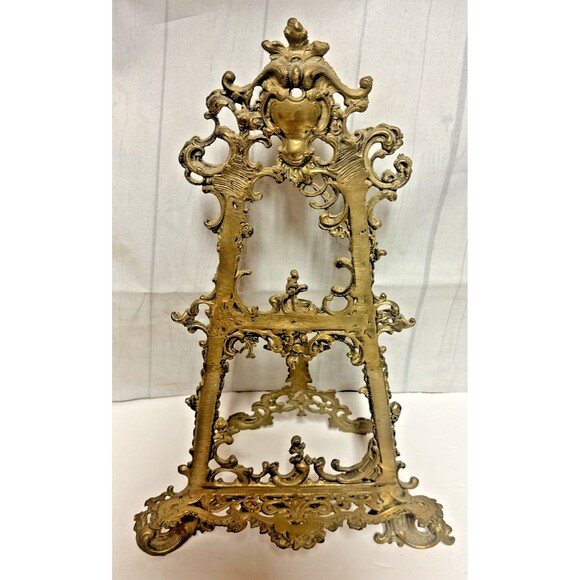 Unbranded Other - Vintage Rococo Revival Style Polished Brass Table Display Easel 16" H Ornate
